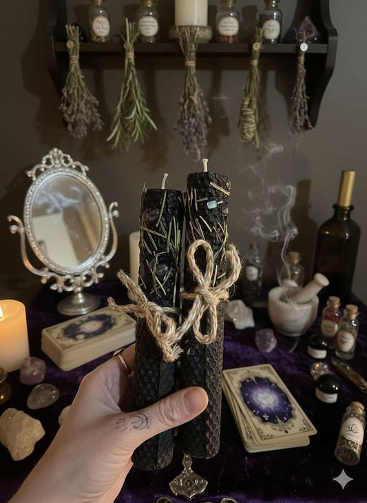 Beeswax rolled Protection ritual candles