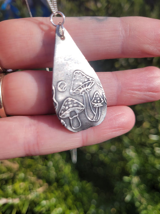 Silver mushroom necklace