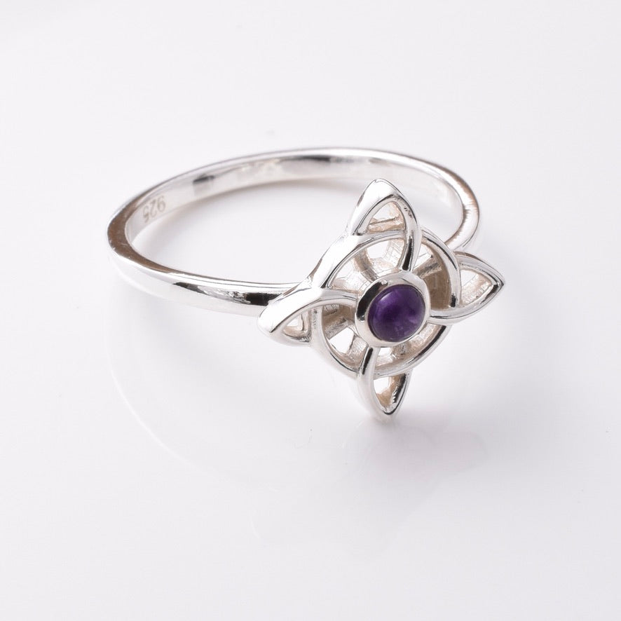 925 silver amethyst knot ring