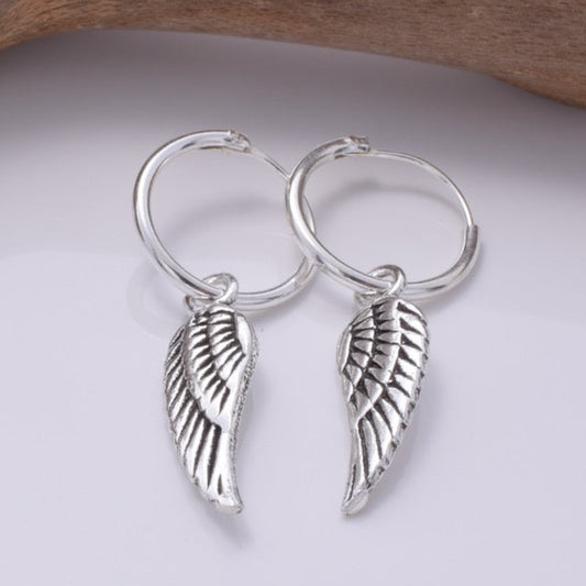 925 10mm hoop and angel wing
