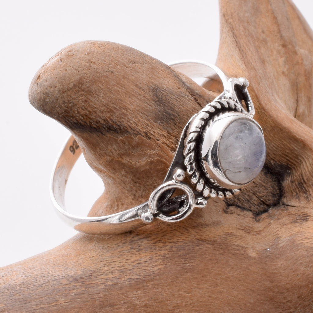 silver and moonstone ring