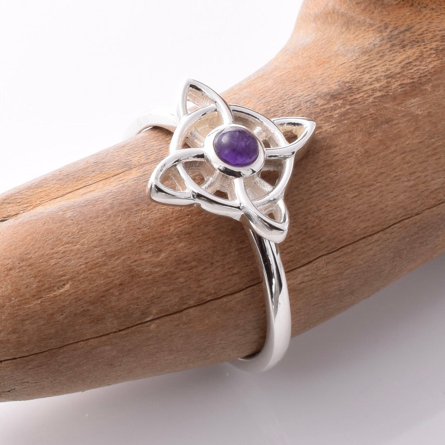 925 silver amethyst knot ring