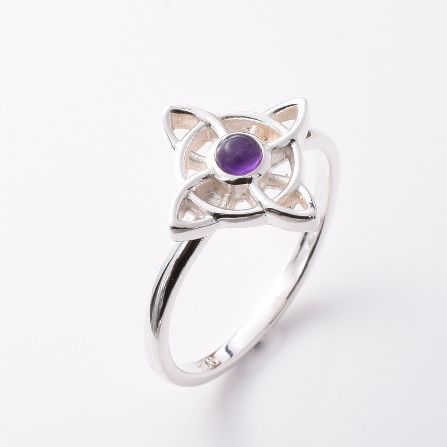 925 silver amethyst knot ring