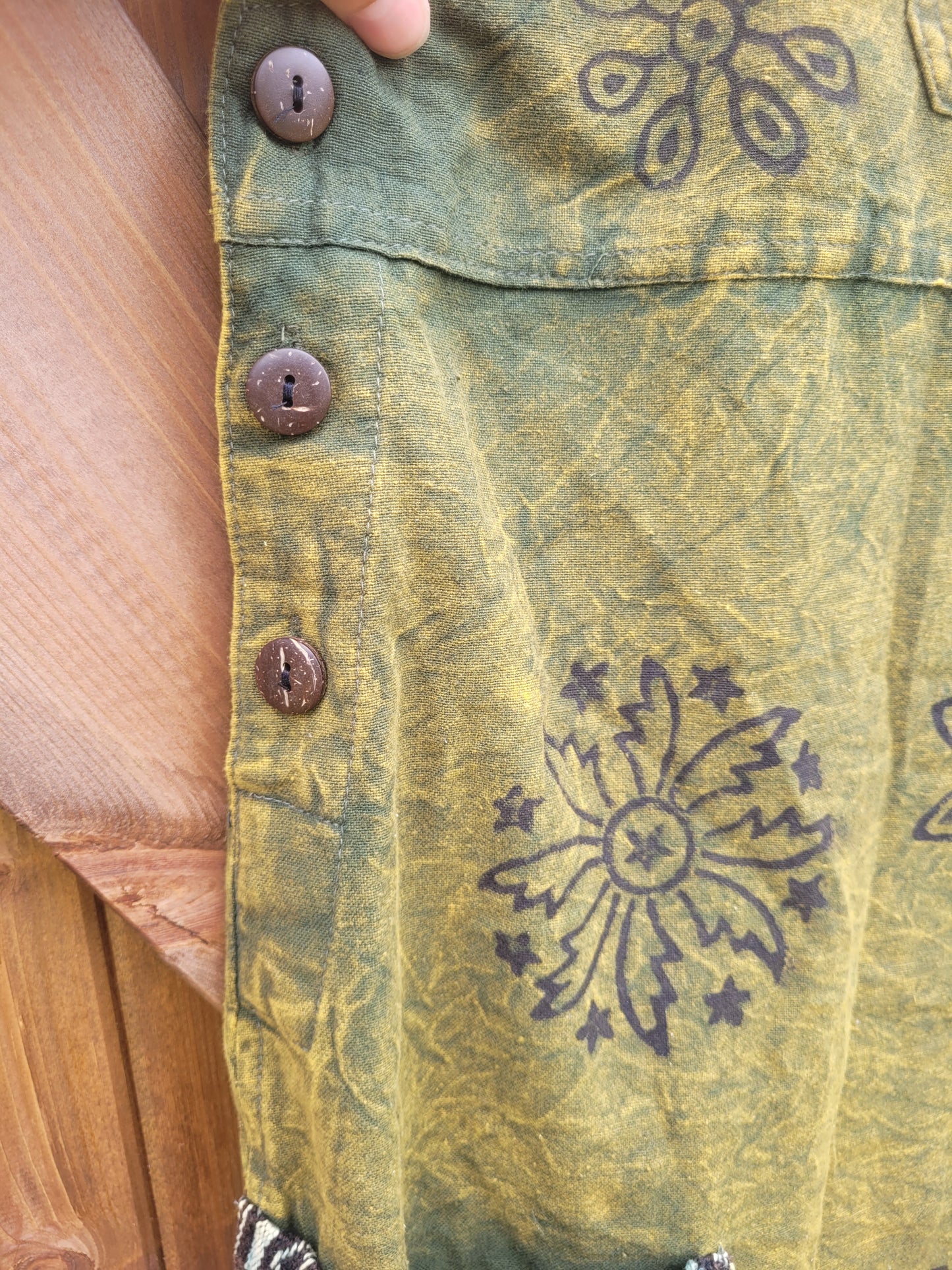 Khaki stonewashed dungaree dress