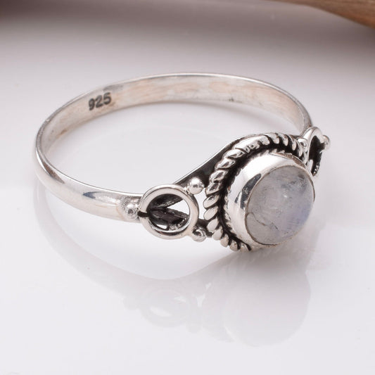silver and moonstone ring